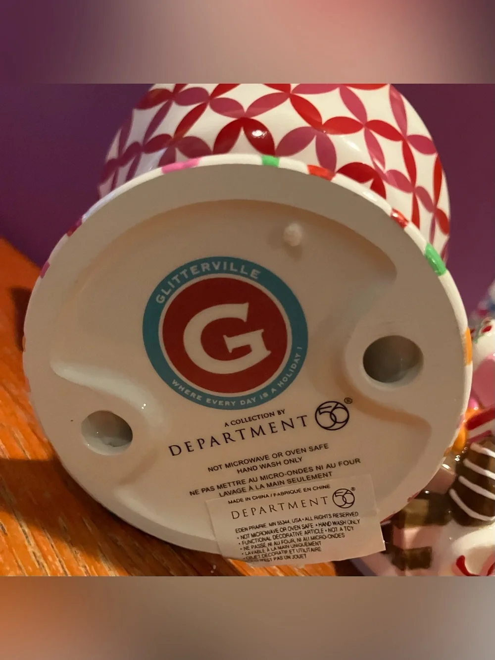 NEW w/o box Department 56 Glitterville Ceramic Candy Dish w/Lid Sugarplums Rare